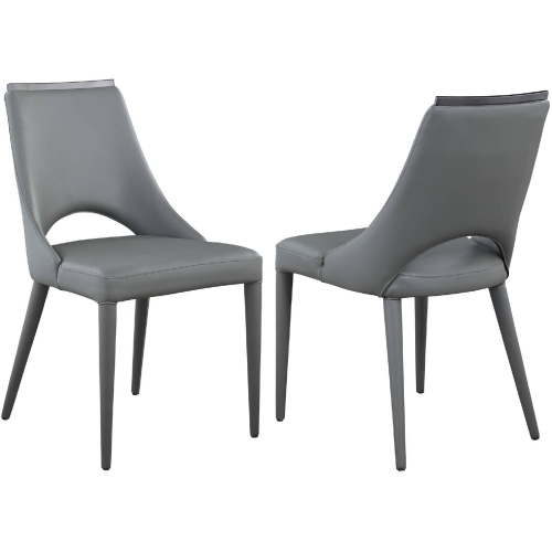 Samira Dining Chair in Gray Leatherette & Graphite (Set of 2)